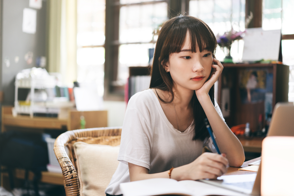 student studying at home